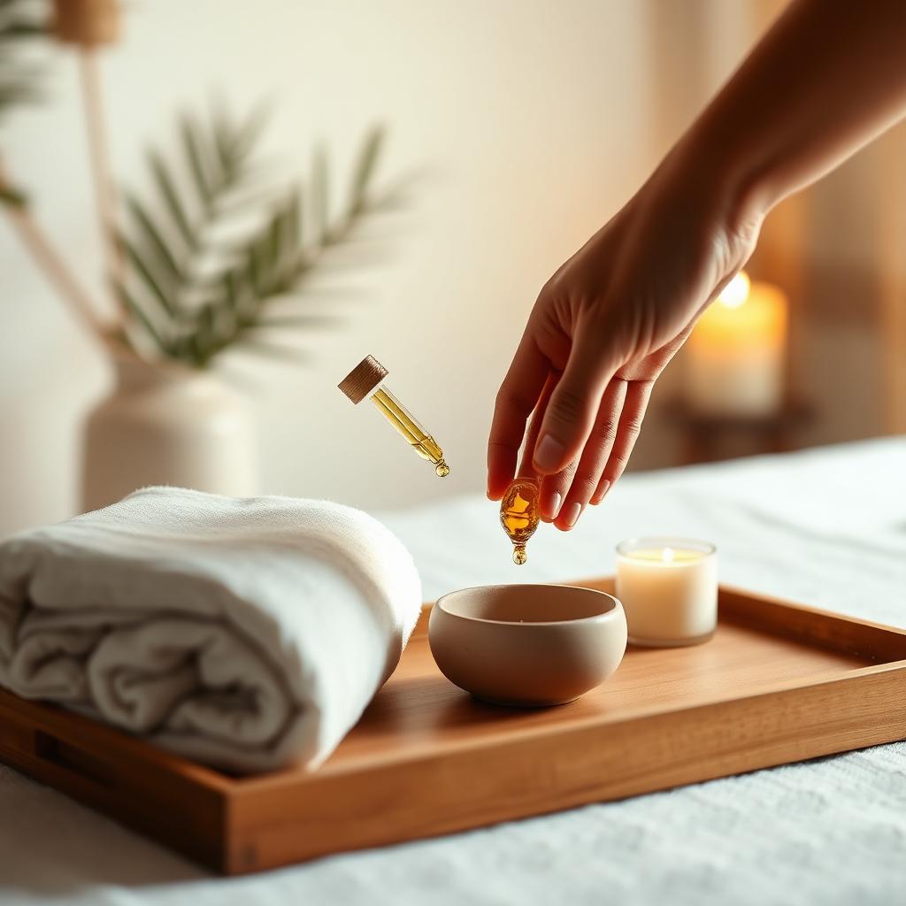 Óleo essencial sendo preparado para massagem
